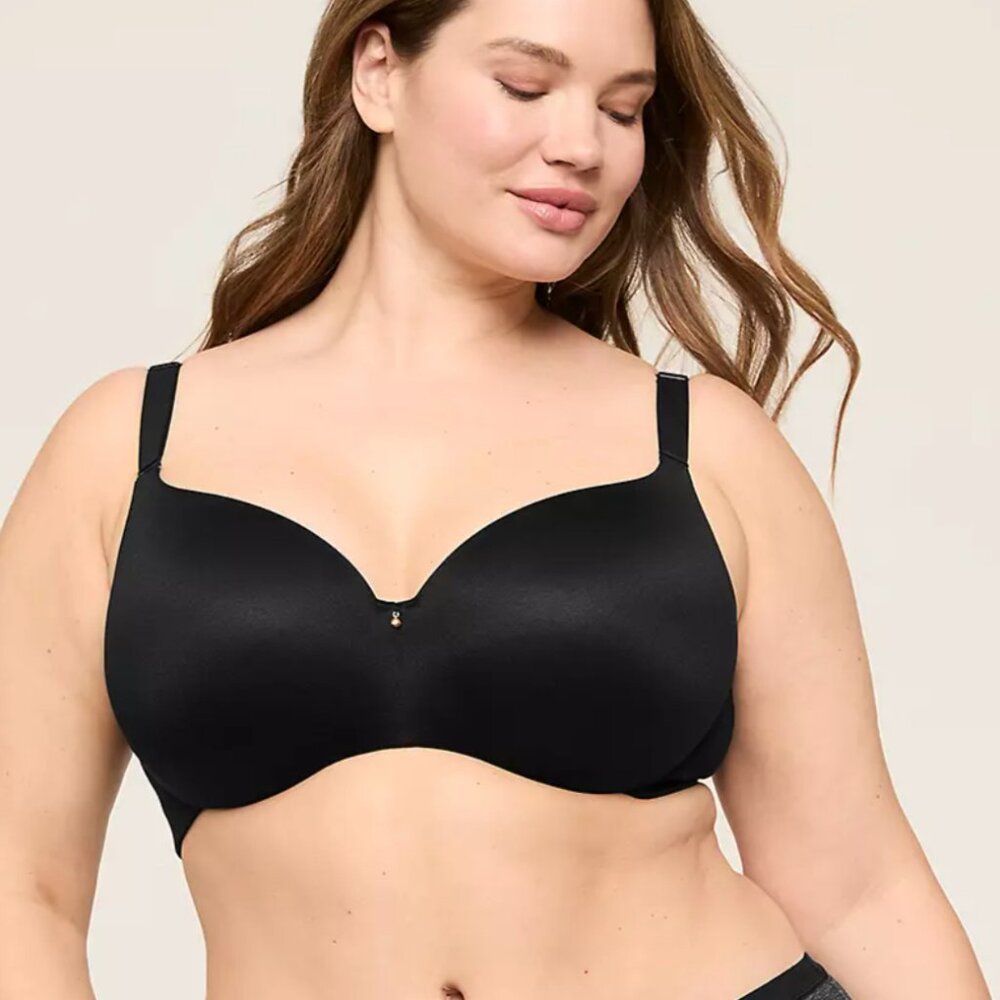 NWT Cacique Lane Bryant Invisibile Backsmoother Bra Black 44C Lined Balconette
